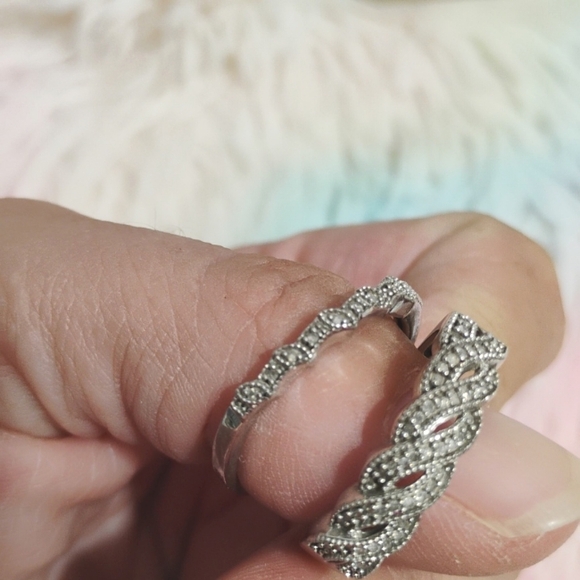 SALE! Stunning 3 Ring Trio Solid 925 Sterling Silver Genuine Diamonds Set - Picture 10 of 15